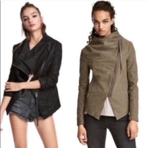 H&M Asymmetrical Black Moto Faux Leather Jacket XS